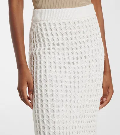 Max Mara Pure Cotton Webbing Mini Skirt With Elasticated Waist In White