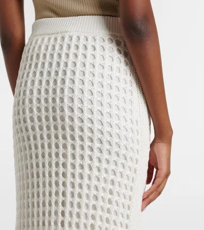 Max Mara Pure Cotton Webbing Mini Skirt With Elasticated Waist In White