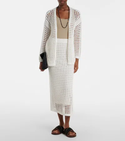 Max Mara Pure Cotton Webbing Mini Skirt With Elasticated Waist In White