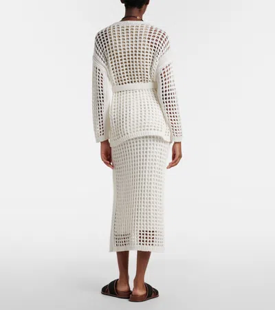 Max Mara Pure Cotton Webbing Mini Skirt With Elasticated Waist In White
