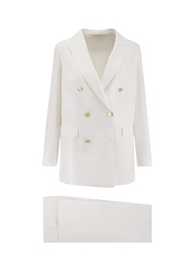 Tagliatore Double-breasted Buttoned Suit In White