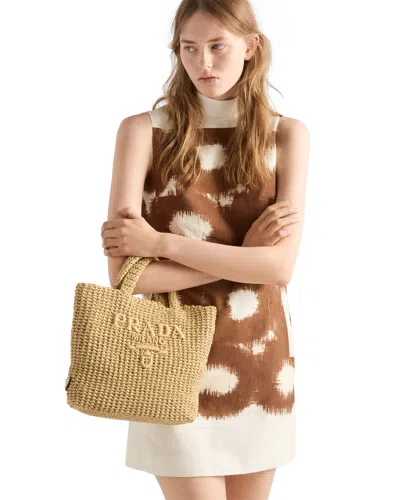 Prada Raffia Shoulder Bag Featuring Woven Texture
