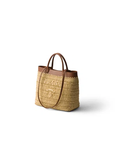 Prada Small Crochet Raffia-effect Tote Bag