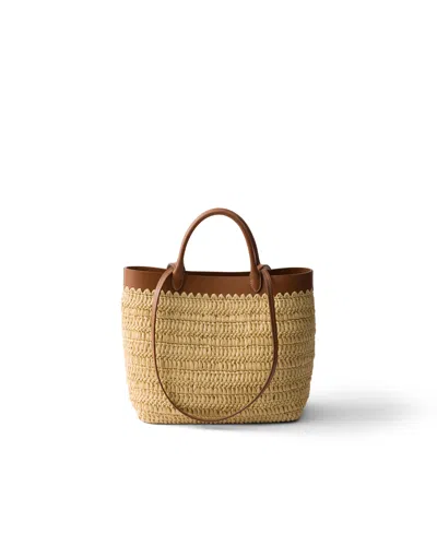 Prada Small Crochet Raffia-effect Tote Bag