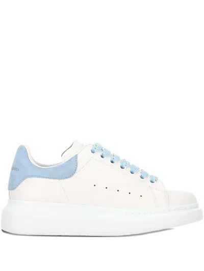 Alexander Mcqueen Oversize Sneakers In White And Light Blue Calf Leather In Multi