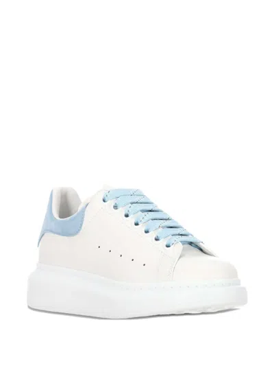 Alexander Mcqueen Oversize Sneakers In White And Light Blue Calf Leather In Multi