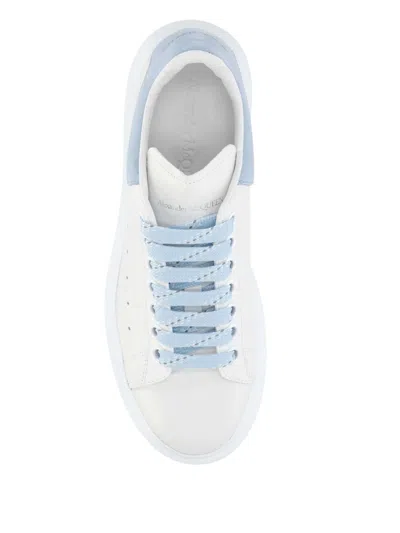Alexander Mcqueen Oversize Sneakers In White And Light Blue Calf Leather In Multi