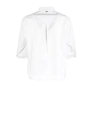 Herno Short Sleeve Shirt Collar Ribbon Detail In White