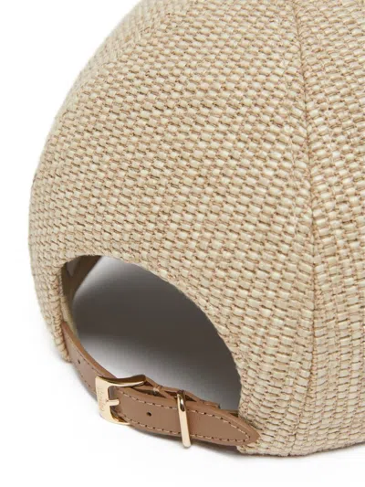 Max Mara Sand Raffia Circense Baseball Cap In Neutral