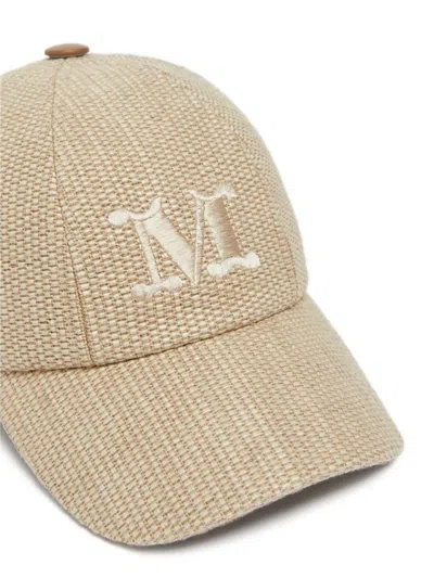 Max Mara Sand Raffia Circense Baseball Cap In Neutral