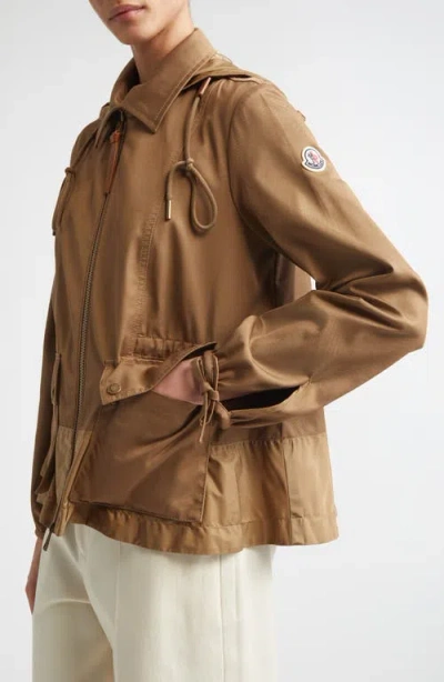 Moncler Womens Open Beige Adenium Hooded Shell-panelled Jacket In Brown