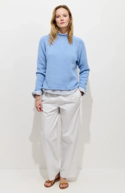 Alex Mill Eastport Roll Trim Long Sleeve Sweater In Blue