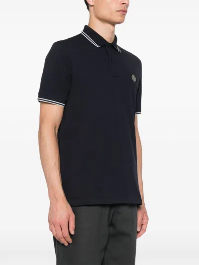 Stone Island Mens Black Brand-patch Regular-fit Stretch-cotton Polo Shirt Xl In Black