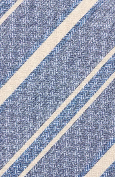 David Donahue Stripe Herringbone Silk Tie In Blue