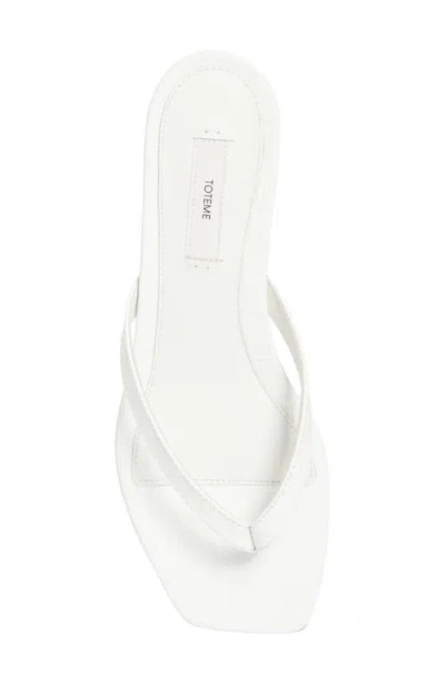 Totême Off-white Croco-embossed Leather Heeled Flip-flop Sandals