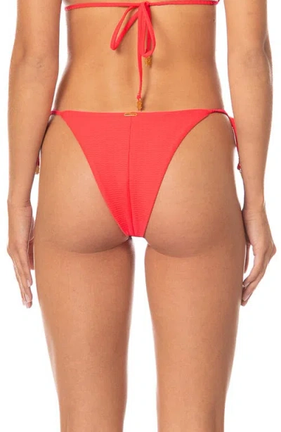 Maaji Sunset Punch Sunflash Side Tie Bikini Bottoms In Red