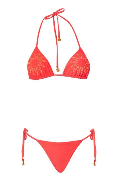 Maaji Sunset Punch Sunflash Side Tie Bikini Bottoms In Red