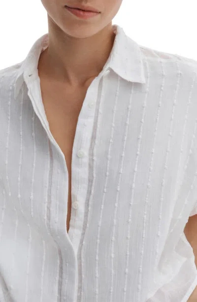 Rag & Bone Marin Long Sleeve Combo Shirt In White