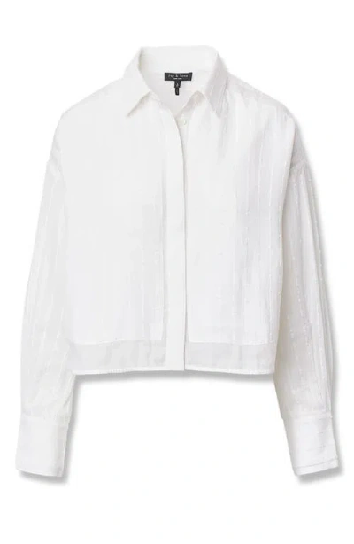 Rag & Bone Marin Long Sleeve Combo Shirt In White