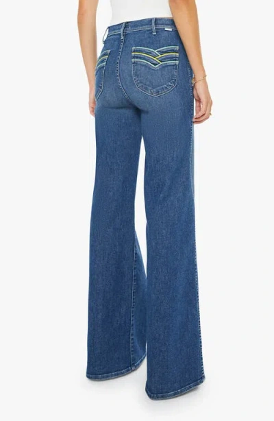 Mother Tomcat Roller Skimp High-waisted Wide-leg Jeans In Perfectly Imperfect In Blue