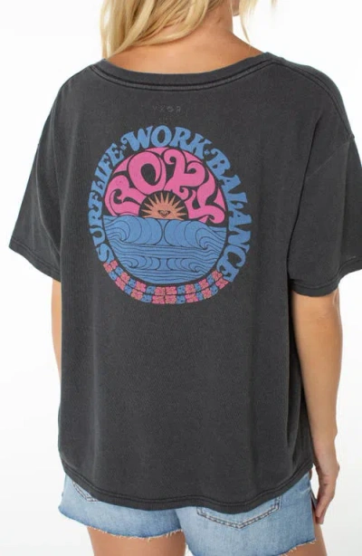 Roxy Oversize Graphic T-shirt In Gray