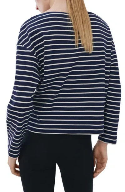 Mango Stripe Boatneck Sweatshirt In Blue