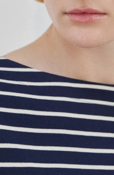 Mango Stripe Boatneck Sweatshirt In Blue