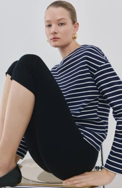 Mango Stripe Boatneck Sweatshirt In Blue