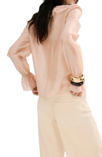 Mango Ruffle Chiffon Top In Neutral