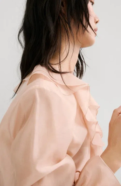 Mango Ruffle Chiffon Top In Neutral