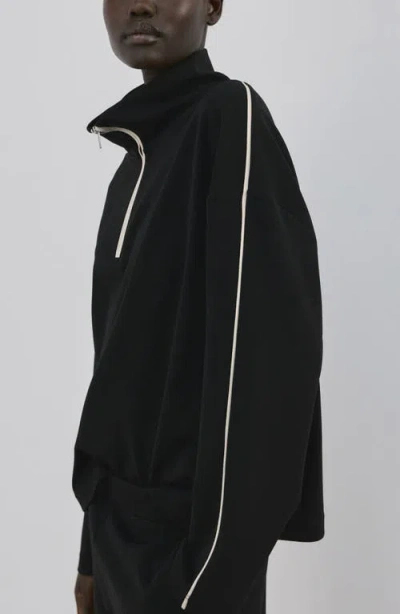 Mango Turtleneck Sweatshirt With Zip Black In Black