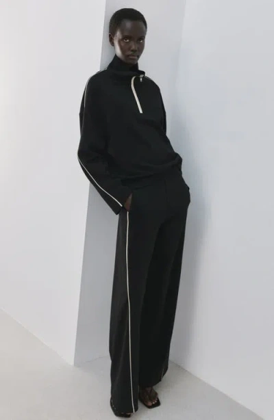 Mango Turtleneck Sweatshirt With Zip Black In Black