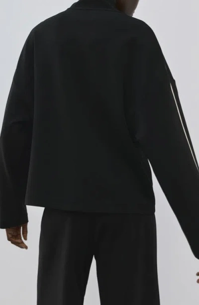 Mango Turtleneck Sweatshirt With Zip Black In Black
