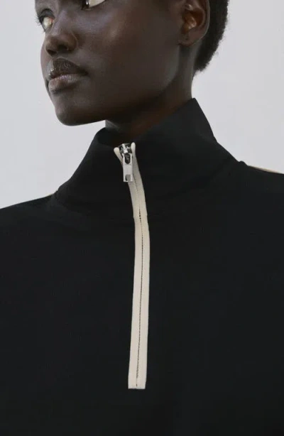Mango Turtleneck Sweatshirt With Zip Black In Black