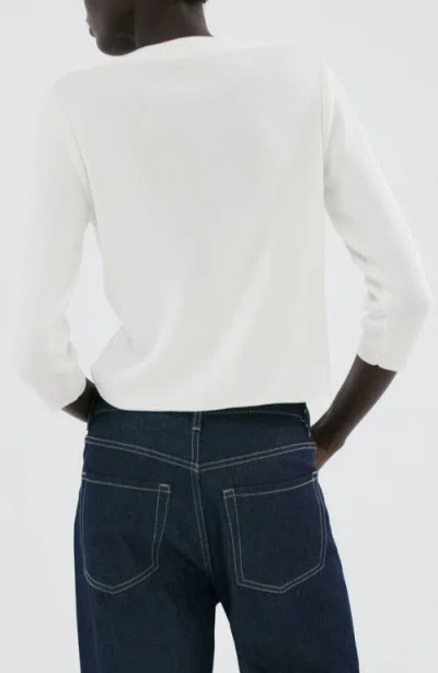 Mango Front Button Cardigan In White