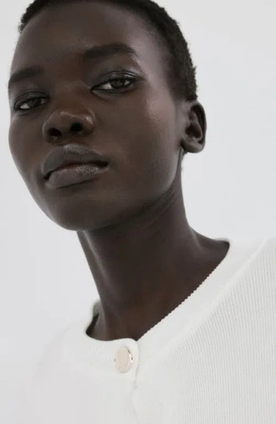 Mango Front Button Cardigan In White