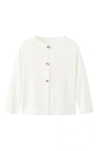 Mango Front Button Cardigan In White