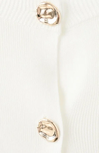 Mango Front Button Cardigan In White