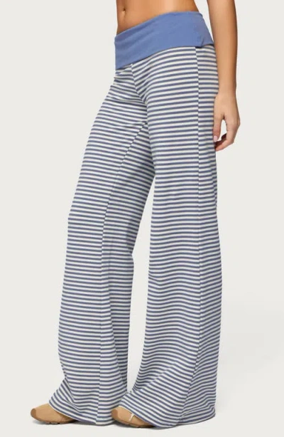 Edikted Meggy Colorblock Stripe Foldover Pants In Multi
