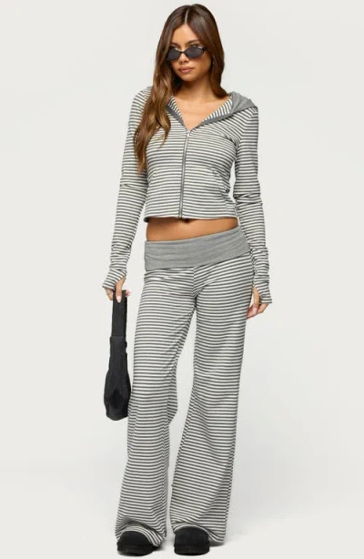 Edikted Meggy Stripe Foldover Pants In Multi