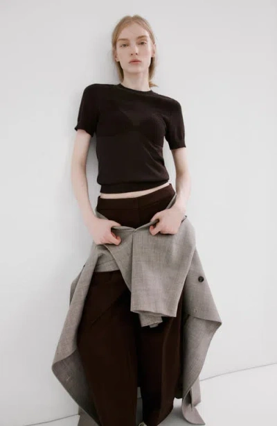 Mango Short Sleeve Sweater In Black