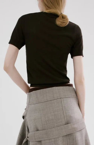 Mango Short Sleeve Sweater In Black