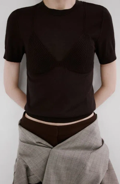 Mango Short Sleeve Sweater In Black