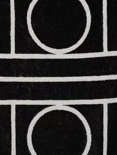 Totême Monogram Beach Towel Rectangular Soft Texture In Black