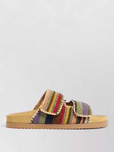Dsquared2 Silk Nylon Sandals Open Toe Flat Sole In Multi