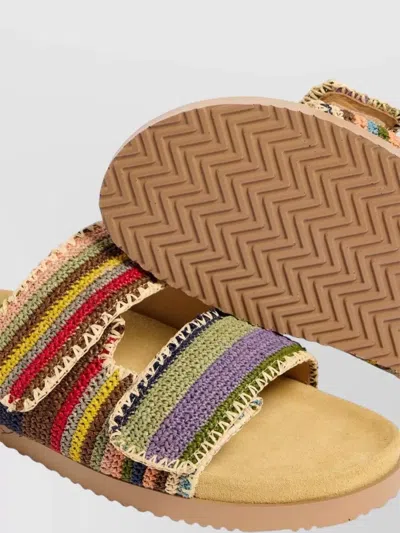Dsquared2 Silk Nylon Sandals Open Toe Flat Sole In Multi