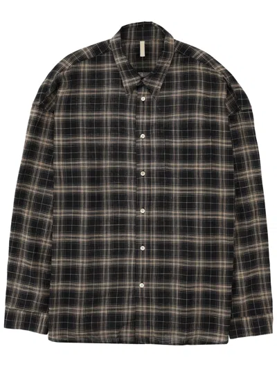 Sunflower Stable Checked Viscose Lino Loose Shirt In Black