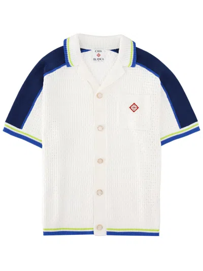 Casablanca Contrasting Trims Chest Pocket Logo-embroidered Short-sleeve Button-up Shirt In Multi
