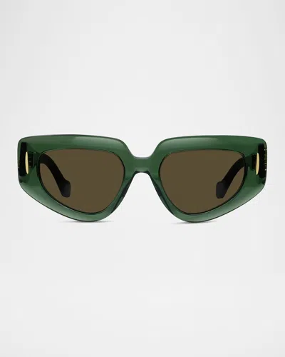 Loewe Womens Transparent Dark Gre Small Butterfly-frame Acetate Sunglasses In Green