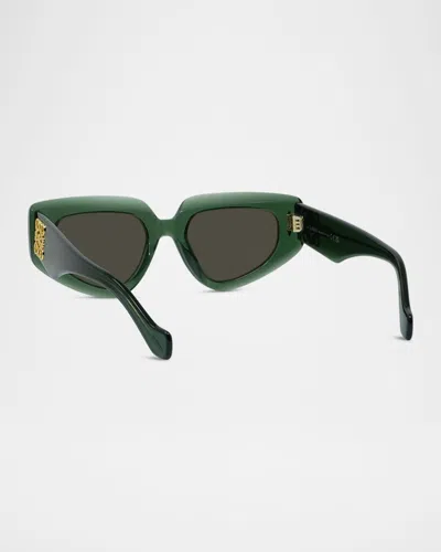 Loewe Womens Transparent Dark Gre Small Butterfly-frame Acetate Sunglasses In Green
